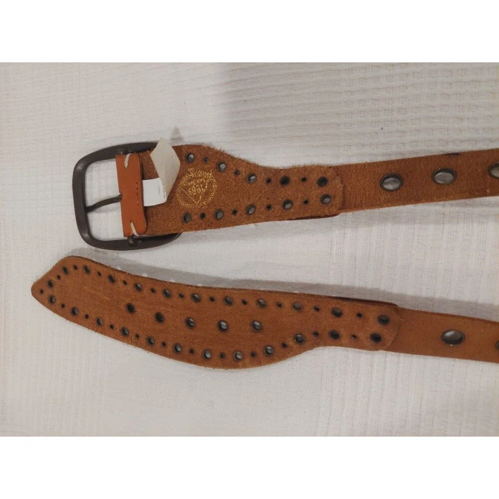 Gap 1969 Studded Rhinestone Leather Belt Massive Buckle Closure Brown Small